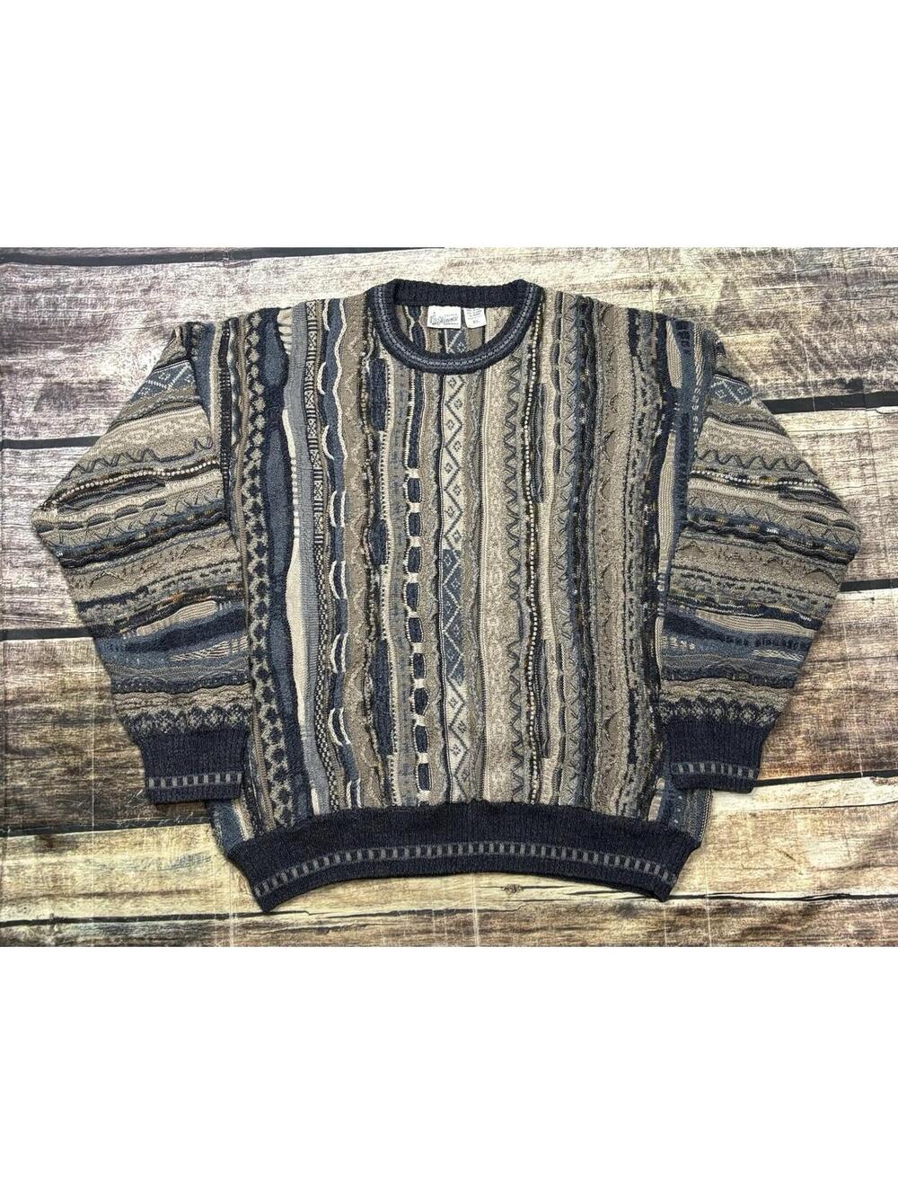 VTG Maglificio Florence Sweater Mens XL Coogi Style 3D Knit Wool Blend Italy
